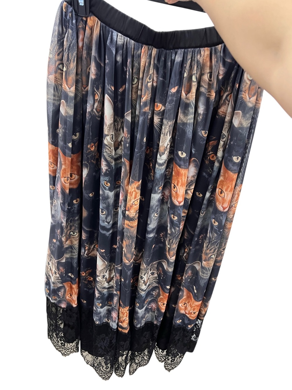Dressed in lala Purr Mesh cat print Maxi Skirt, S - Picture 3 of 5